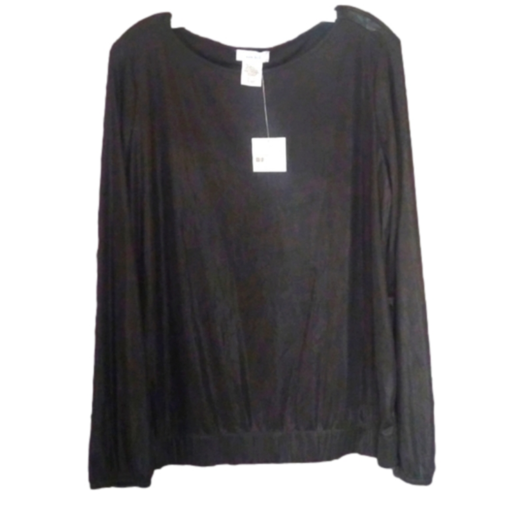 NWT KATE HILL Black long sleeve top size 3x shiny glittering